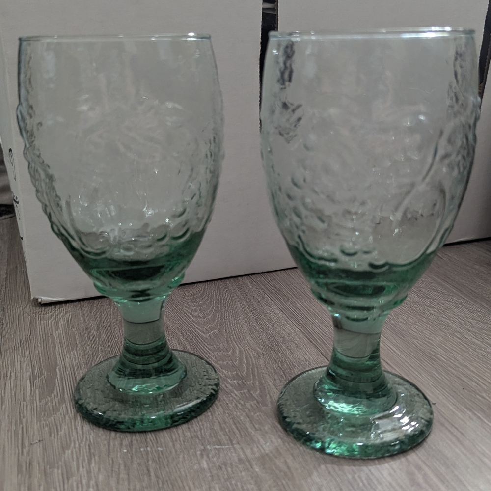 Libbey - Pair of Orchard Goblets in Sea Glass